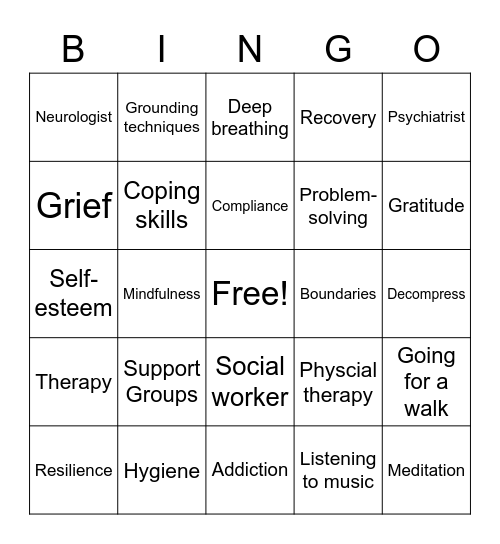 Treatment Bingo Card