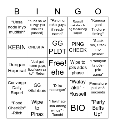 Animal Den Raid Reclear Bingo Card