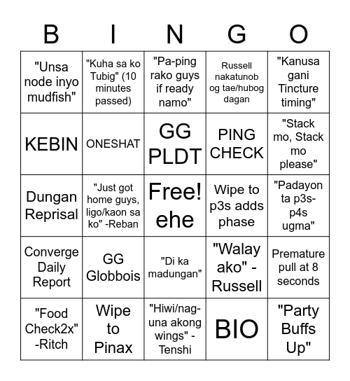 Animal Den Raid Reclear Bingo Card