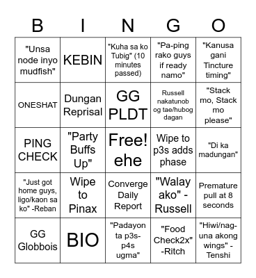 Animal Den Raid Reclear Bingo Card
