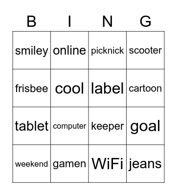 Leenwoorden Bingo Card