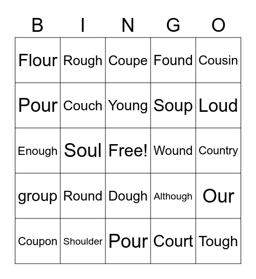 -OU WORDS Bingo Card