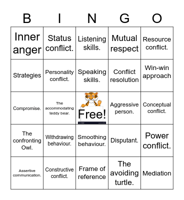 Conflict resolution. Bingo Card