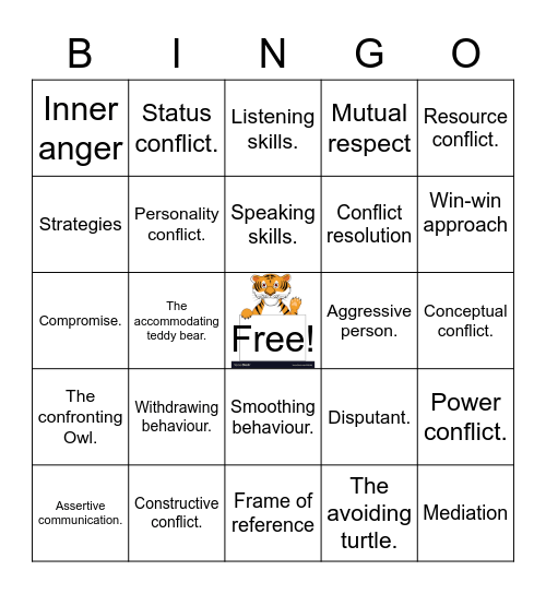 Conflict resolution. Bingo Card