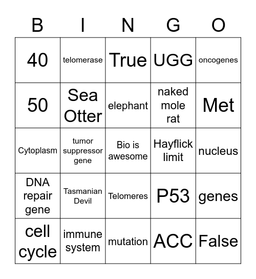 Bio Bingo - Disease Rev Quiz 2 Bingo Card