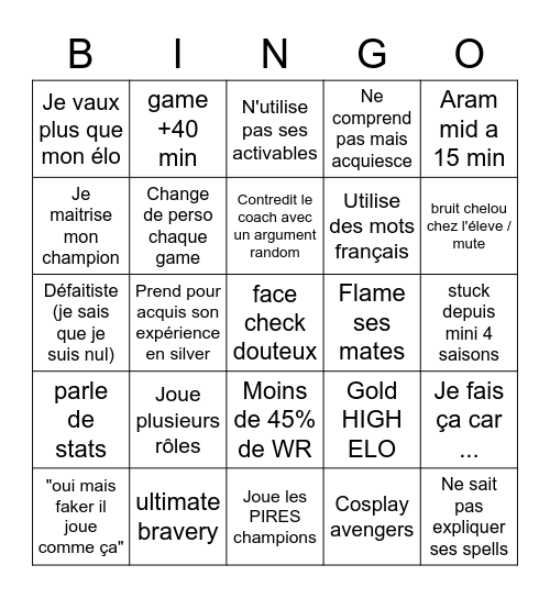 Bingo coaching Bingo Card