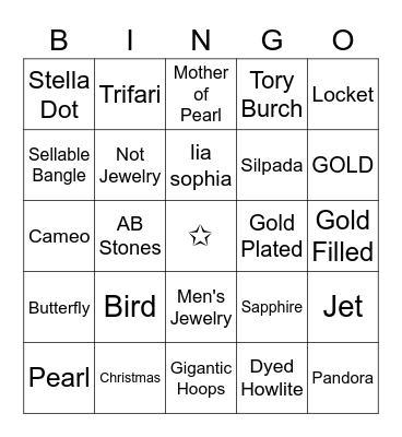 Jewelry Box Bingo Card