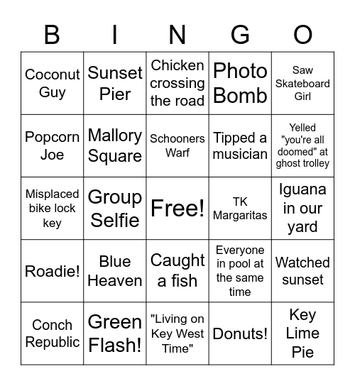 Key West Bingo Card
