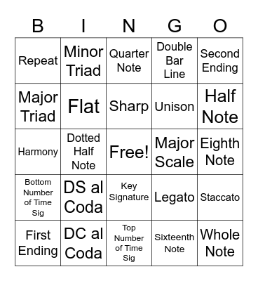 VOCAB Bingo Card