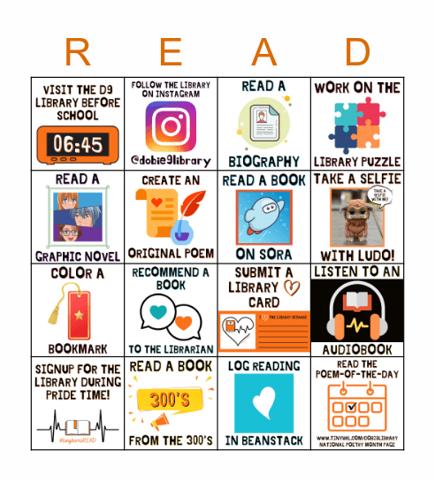 #D9Library Choices Board Bingo Card