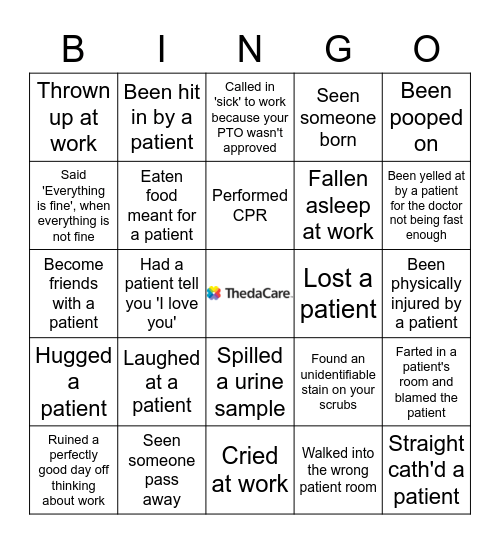 Never Have I Ever... Nursing Edition Bingo Card