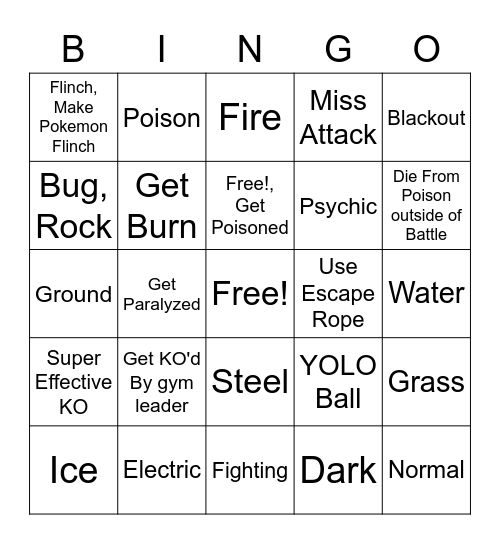 Pokemon Shining Pearl Bingo Card