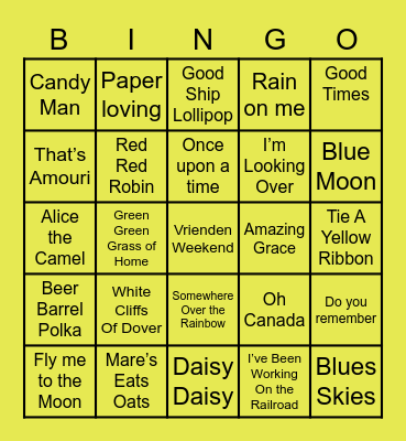 Vriendenweekend Muziek Bingo Card