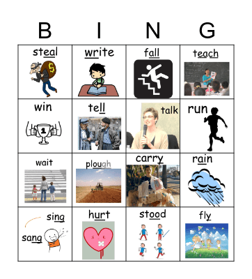 Verbs Bingo Card