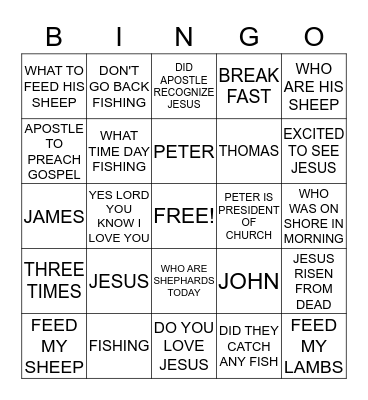 FEED MY SHEEP Bingo Card