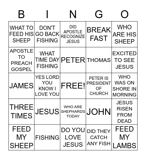 FEED MY SHEEP Bingo Card