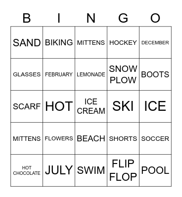 SUMMER VS WINTER Bingo Card