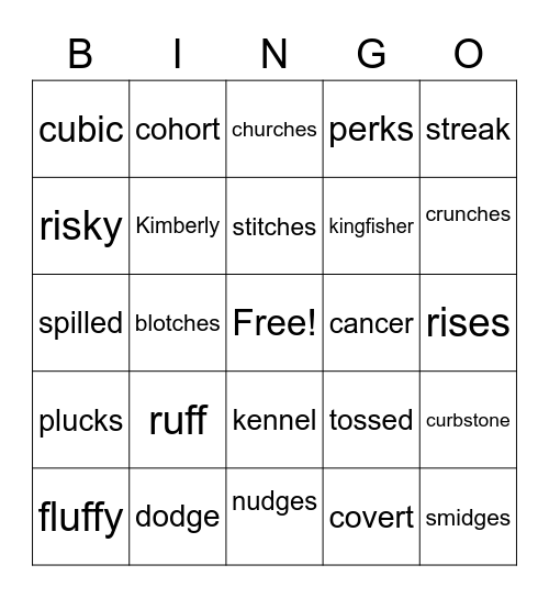 Dory & Reese mixed up Gen Spell Bingo Card