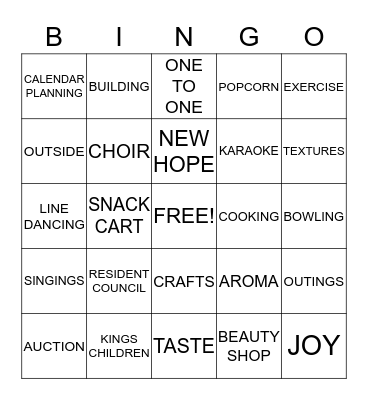 ACTIVITY BINGO Card