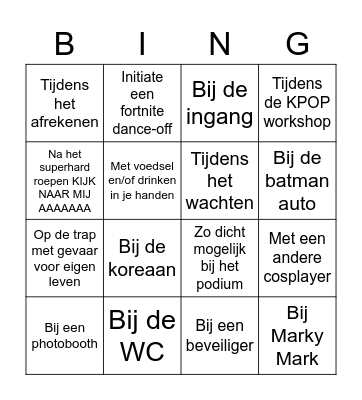 Fortnite Dansjes Bingo Card