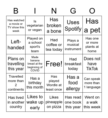SAB Team Building Bingo Card
