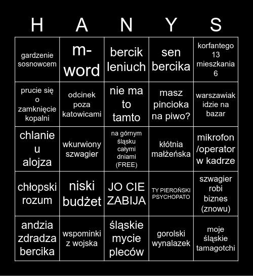 święta wojna bingo Card