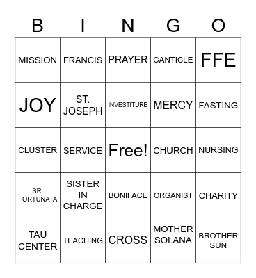 OLPH COMMUNITY BINGO Card