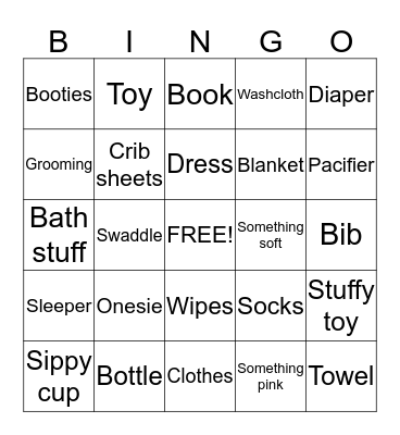 Baby Girl Bingo Card