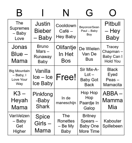 Baby Bingo Card