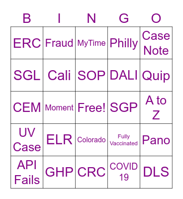 CRC Bingo Card