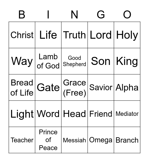 Jesus Is Bingo Card