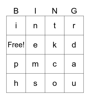 Jolly Phonics Groups 1 & 2 & vowels Bingo Card
