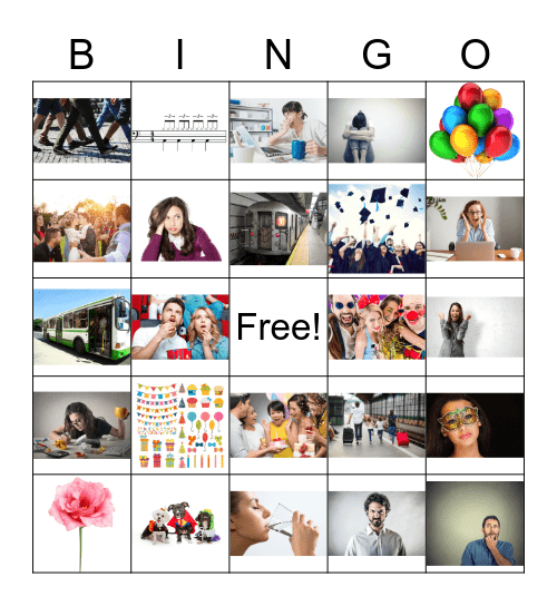 Unidad 5, Los Eventos y Sentimientos Bingo Card