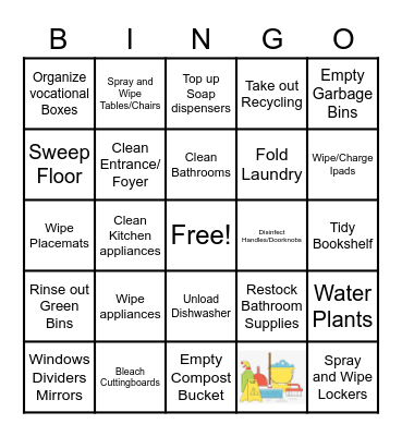 PASS Cleaning Bingo Card