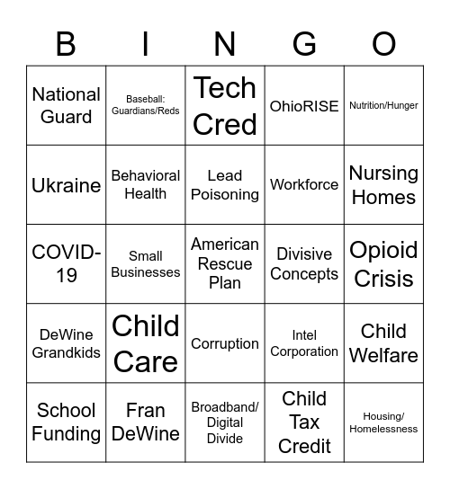 State of the State Bingo Card