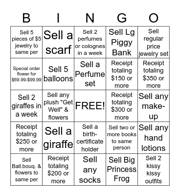 Lori's Gifts Bingo Week #1 Bingo Card