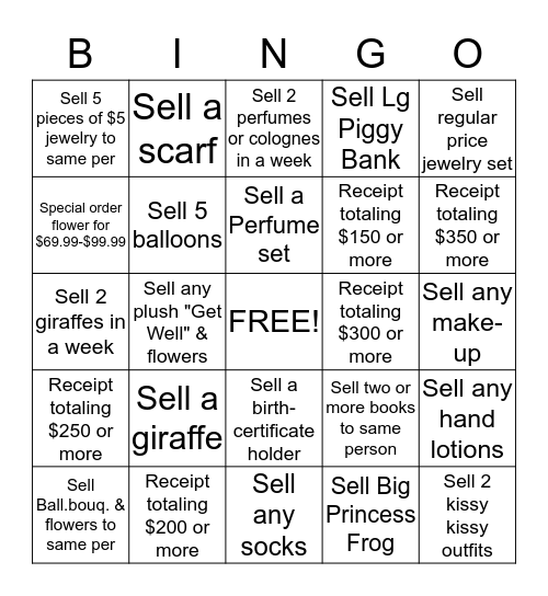 Lori's Gifts Bingo Week #1 Bingo Card