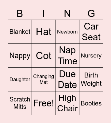 Baby Shower Bingo Card