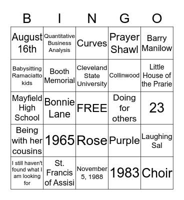 ANNETTA 5-0 BINGO! Bingo Card