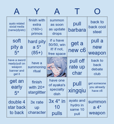 ayato summons Bingo Card