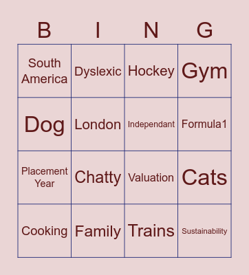 Charis Bingo Card