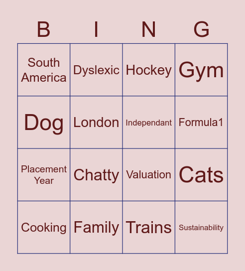 Charis Bingo Card