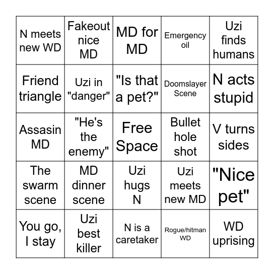 Murder Drones Bingo Card