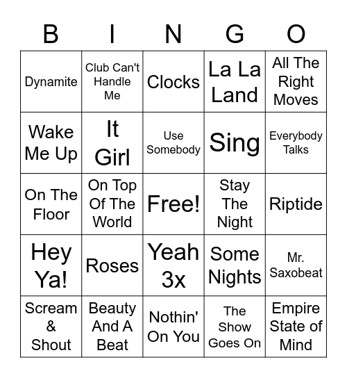 Nostalgic Music Bingo Card