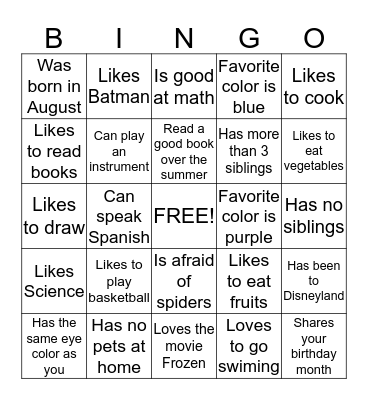 Find someone who... Bingo Card