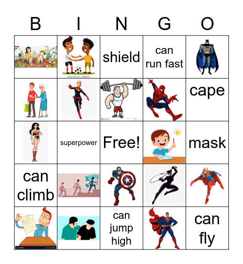 Superhero Bingo Card