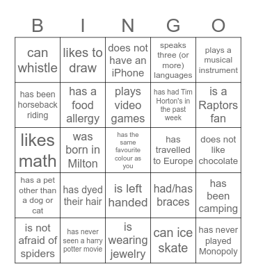 Find Someone Who... Bingo Card