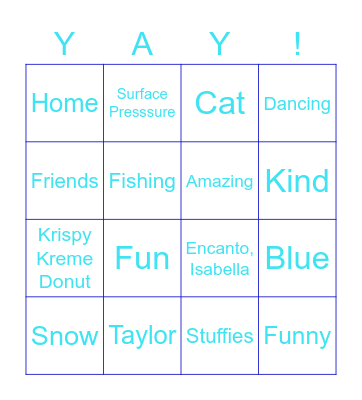 Taylor's Birthday Bingo Card