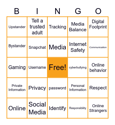 Online Safety Bingo Card