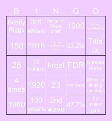Women of Color in History Bingo Card